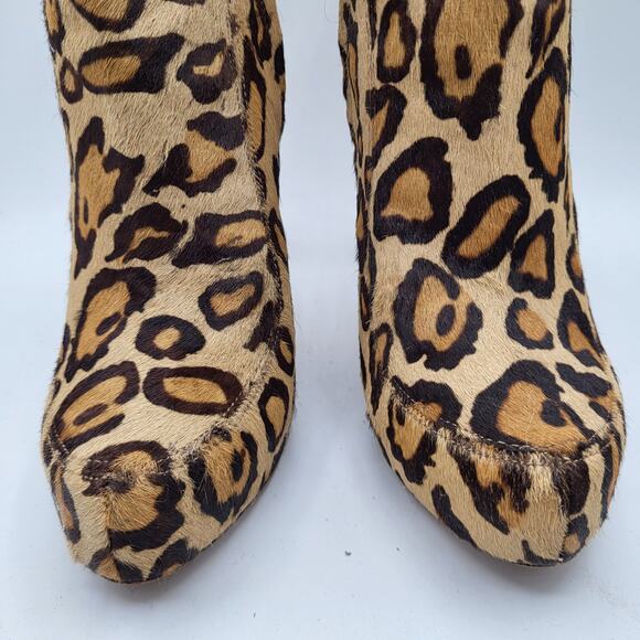Sam Edelman Kit Fur Leopard Print Ankle 4.5" Heel Booties Women's Size 6.5M - Picture 4 of 11